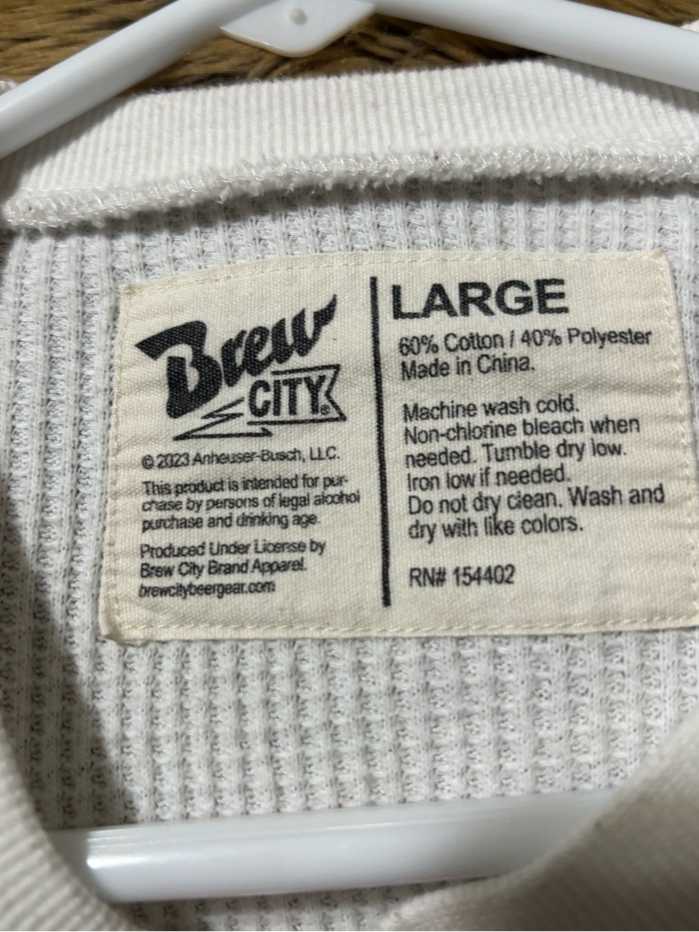 Budweiser White Waffle-Knit Crewneck Sweatshirt - Picture 3 of 4